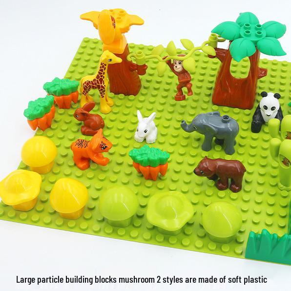 LEGO-Compatible Large Particle Plant Accessories: Trees, Flowers, Grass, and Cactus for Building Block Scenes