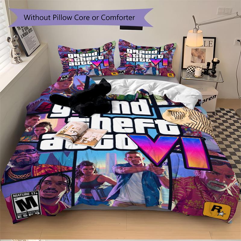 Gta Vi Adventure Print 3Pcs Bedding Setduvet Cover With 2 Bedropillowcase Home Birthday Gift