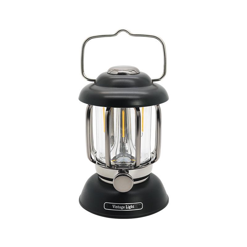Retro Rechargeable LED Camping Lantern - Portable Cross-Border Outdoor Tent Light