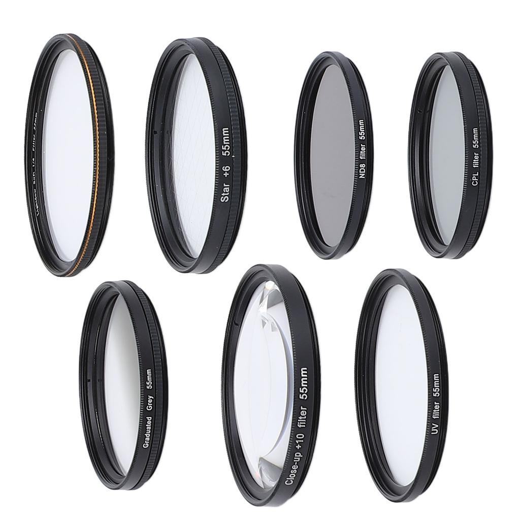 Camera Lens Filter Kit UV CPL ND8 Soft White Graduated Grey 10X Macro 6 Points Star Filter Set for