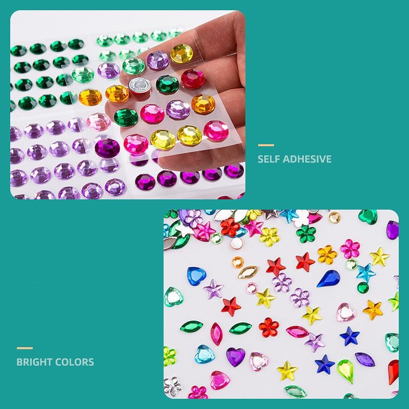 Colored Self-adhesive Rhinestones Sticker Children's Stage Show DIY Face Eye Decoration Acrylic Crystal Diamond Tattoo Sticker