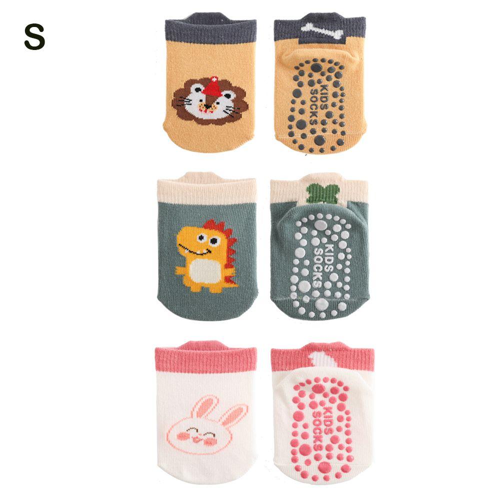 3 Pairs/Set Cartoon Animal Pattern Floor Socks Breathable Kids Step Socks Kids Cotton Socks