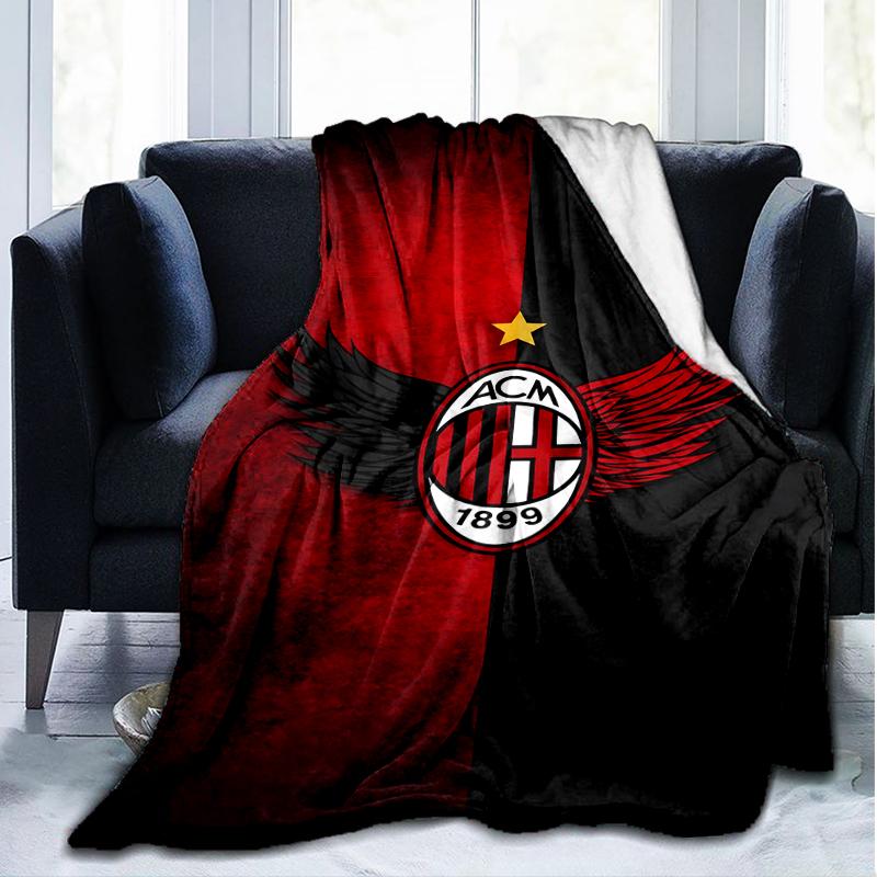 1PC Ac Milan Printed Soft Flannel Blanket Throw for Adult Bedroom Living Room Sofa Camping Travel Fan gifts Christmas Gifts