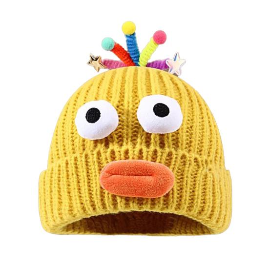 Женская вязаная шапка с дизайном "сосисочный рот", с защитой ушей, теплая шапка, 3D большие глаза, универсальная шапка, зимний аксессуар