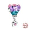 Newest Charm Bead Air Balloon Colorful Copper Love Family Dangle Fit Necklace Bracelet Diy Jewelry