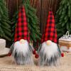 Christmas Gnome Plush Figure With Red Black Checkered Fabric For Holiday Decor