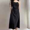 Women's Summer 2025 Black Suspender Dress - Slimming, High-End, Hepburn Style Little Black Dress