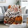 Cozy Season Fall Pumpkin Maple Leaf Print Flannel Throw Blanket Super Soft Warm Blanket for Sofa Bed Autumn Home Decor Gift