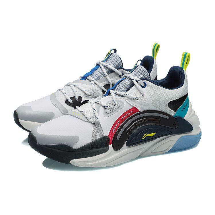 Li Ning Starfire Fabric Synthetic Leather TPU Shock Absorbing Non-Slip Wear-Resistant Breathable Lightweight Mid-Top Sports Casual Shoes AGLR015-1