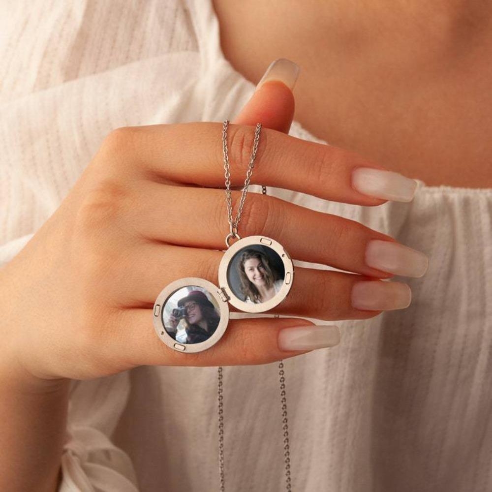 Stainless Steel Shell Album Necklace DIY Memorial Jewelry Elegant Photo Hold Necklace  Ladies Girl