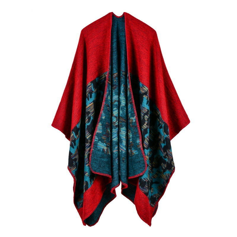 Women's New Rhombus-shaped Color Bar Shawl, High-end Women's Double-sided Wear, and Travel Capes Are On Sale.