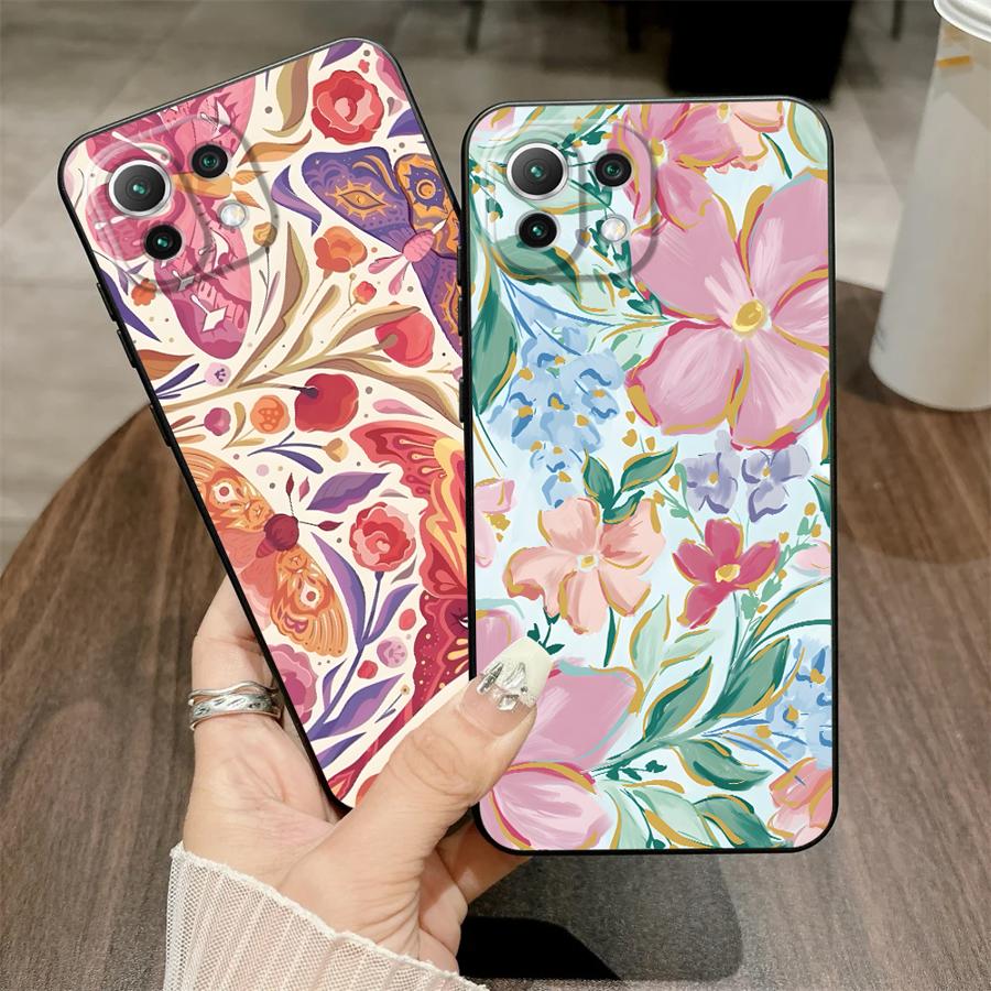 Cartoon Flower Butterfly Funda Phone Cover Case for Xiaomi Mi 12X 12 13 Lite 10T 11 14 12T Pro 11T