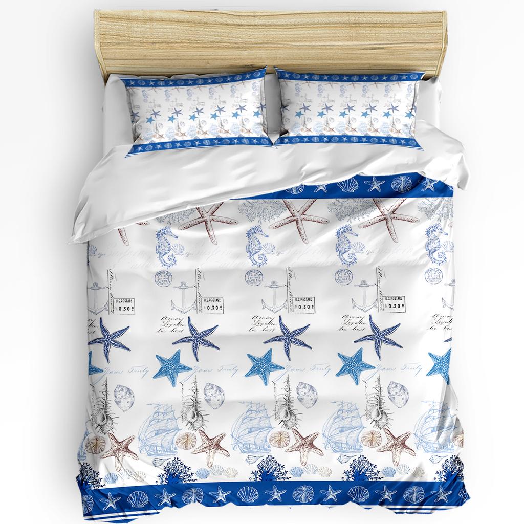 Striped Ship Rudder Anchor 3pcs Bedding Set For Double Bed Home Textile Duvet Cover Quilt Cover Pillowcase