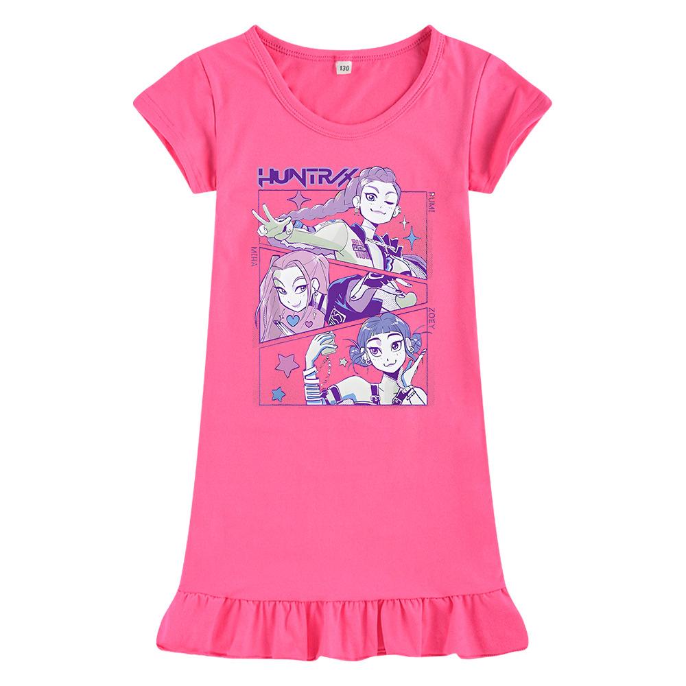 Hot selling Kpop witch hunting group printed girls' dress ice silk nightgown
