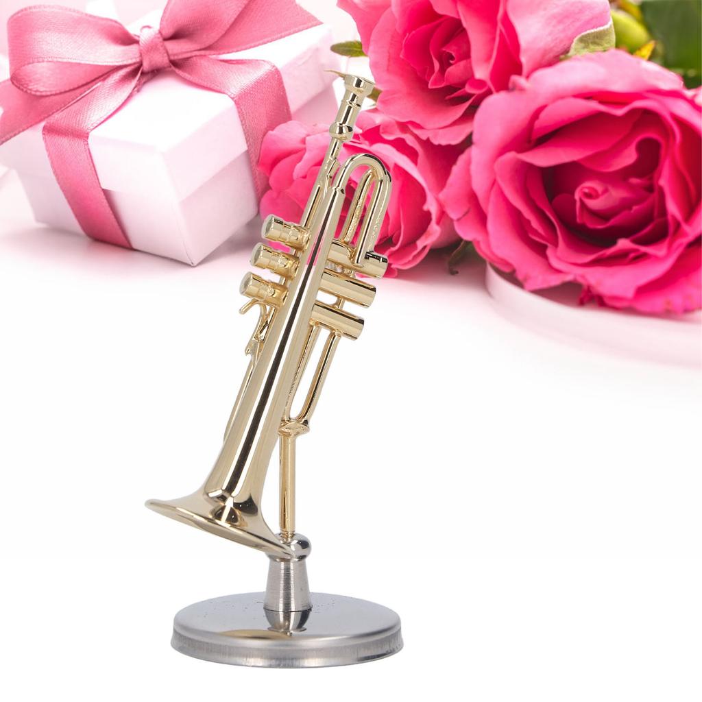  ature Trumpet   Brass Exquisite Design Romantic     Trumpet Model with Stand Case for Desk Bookshelf