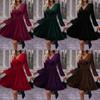 2025 New Autumn/Winter Velvet V-Neck Long-Sleeve Dress – European & American Style