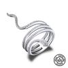 925 Sterling Sliver Rings For Women Snake Animal Stackable Clear Zircon Circle Special Trendy Rings Party Punk Jewelry