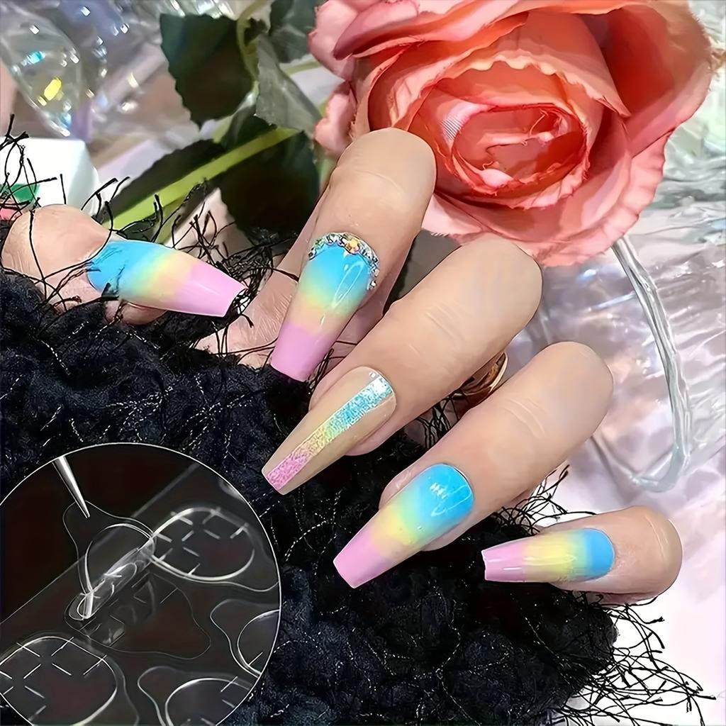 10 Sheet Double Sided Adhesive Tape Glue for Wearable False Nails Removable Clear Jelly Tabs Press On Nails Sticky Tape Glue