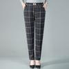 Женские осенние брюки больших размеров в полоску с высокой посадкой, повседневные брюки с прямыми штанинами