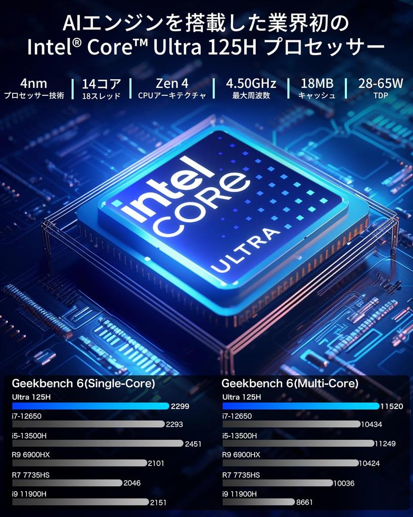 GMKtec Mini PC Intel Core Ultra 125H Windows11 Pro Mini PC Small PC DDR5 PCIe 2280 with LAN Mini Computer Nucbox K9 Gaming Mini PC 32GB+2TB (18M