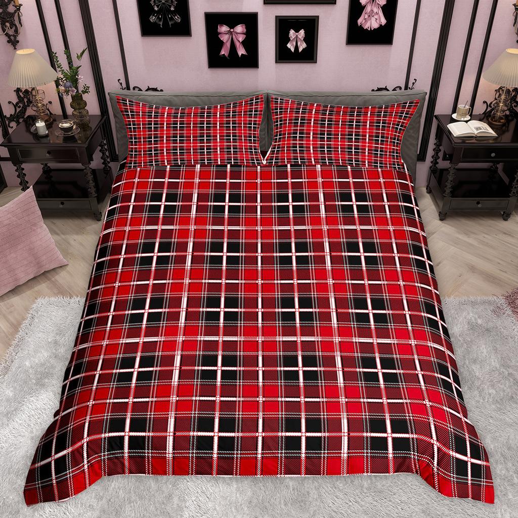 Comforter Homewish Colorful Plaid Modern Minimalist Set Geometric Checkered Bedding Set