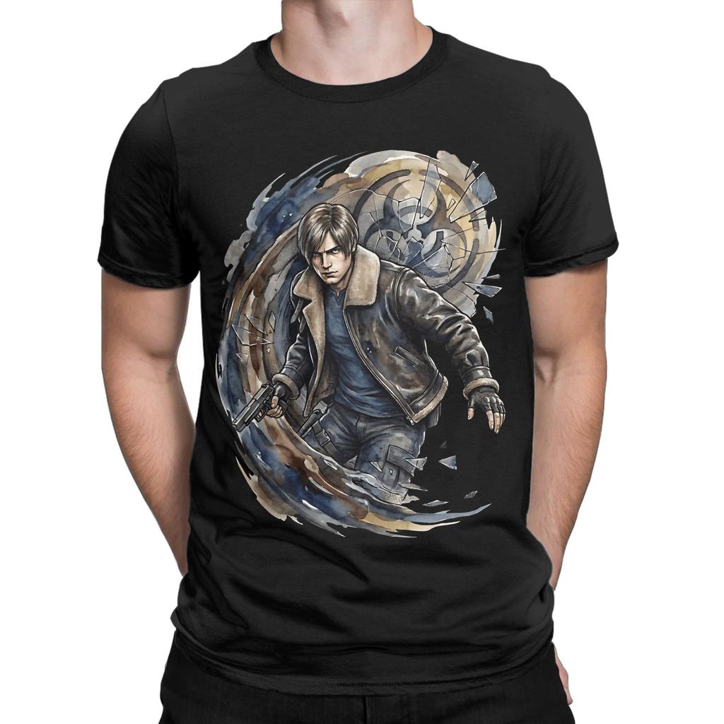 RE9 Leon Kennedy Veteran Hero TShirt Men Novelty Cotton Tees Crew Neck Short Sleeve T Shirts New Arrival Clothes