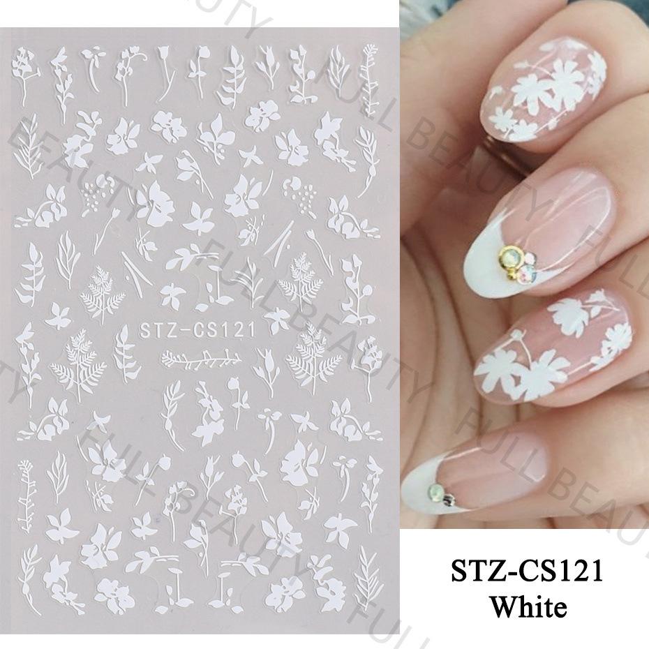Летние цветочные и лиственные наклейки-водные слайдеры для дизайна ногтей в зеленом цвете