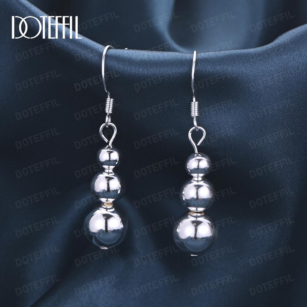 925 Sterling Silver 6 8 10mm Hollow Bead Pendant Piercing Fashion Wedding Jewelry