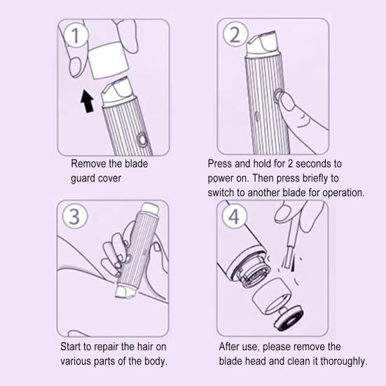 Женская электробритва с двумя головками, USB-перезаряжаемая, водонепроницаемая, портативная, для лица, тела, зоны бикини, рук, ног, эпилятор, бритва, триммер