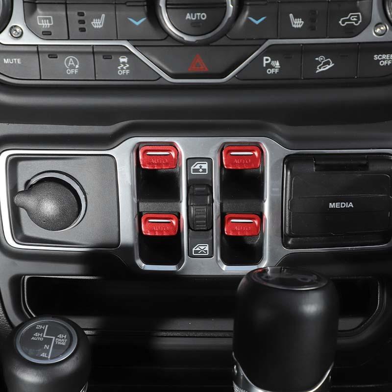 Aluminium Alloy Car Window Button Trim Decorative Stickers For Jeep Wrangler JL For JT Gladiator 2018 Up Interior Accessories