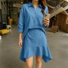 Two Piece Suit Sets Women Long Sleeve Blouse and Short Skirts Outfits