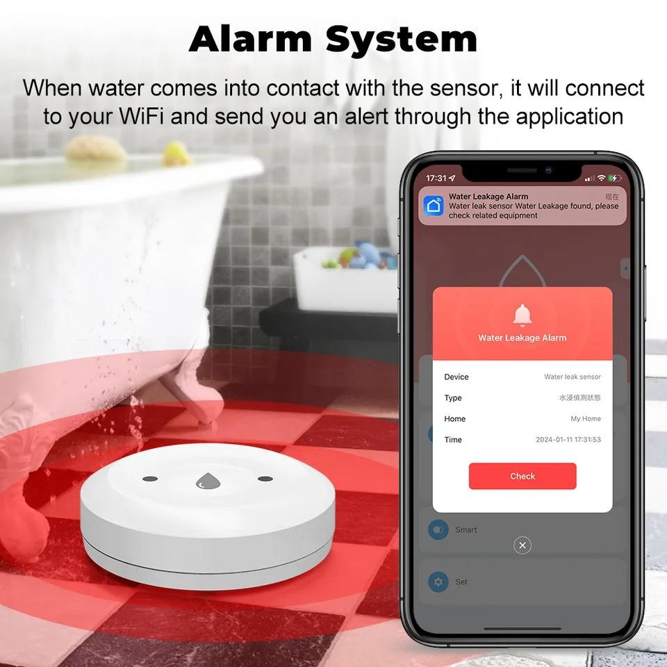 Tuya ZigBee WiFi Smart Water Sensor Water Flood Sensor Smart Life APP Удаленный мониторинг Сигнализация затопления Работает со шлюзом ZigBee