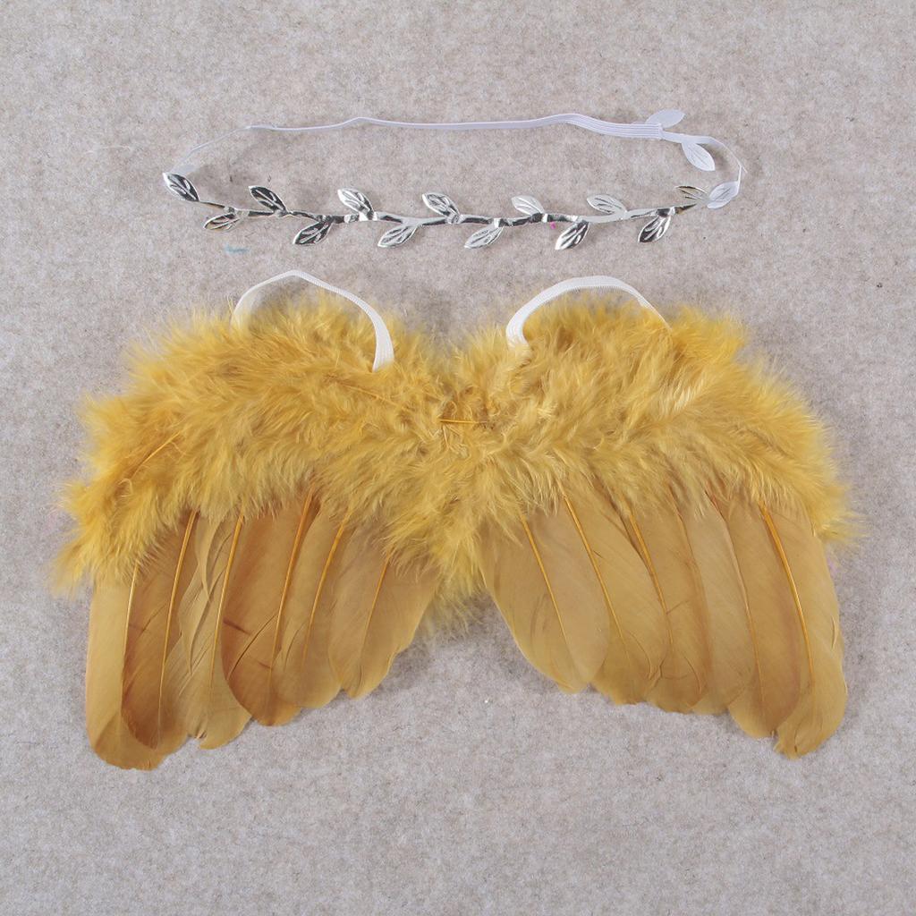Feather Angel Rhinestone Headband Set Baby Chiffon Flower Headband Hair Accessories Newborn Po Prop Costume