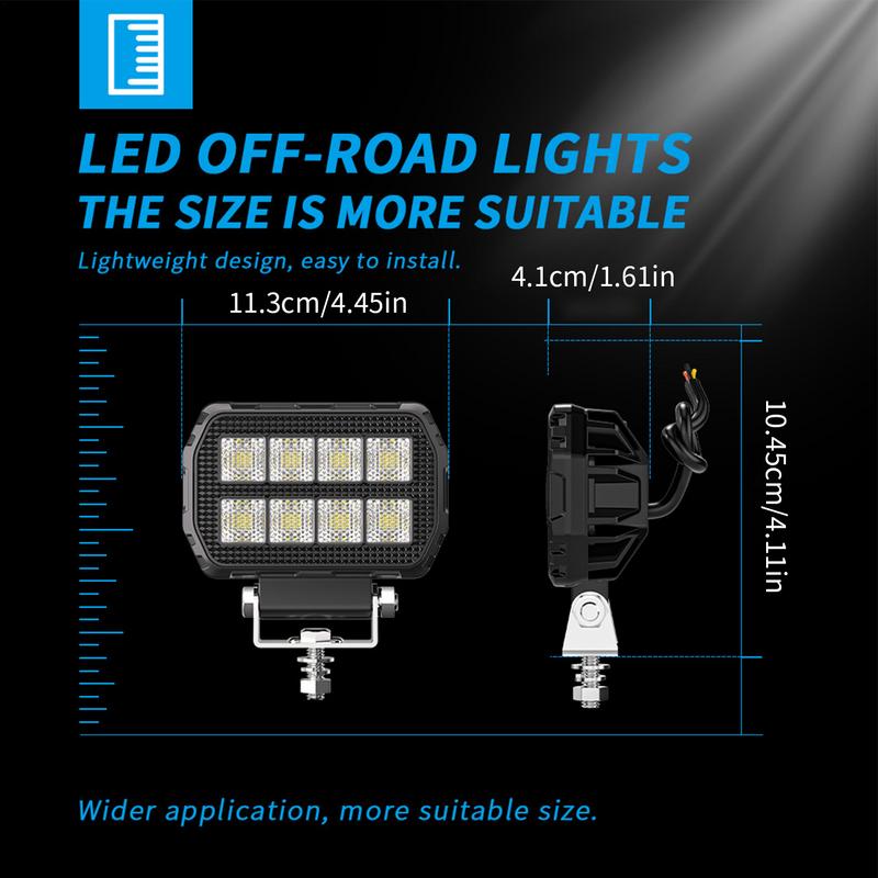 Квадратное внедорожное освещение Алюминиевые светодиодные рабочие фары Водонепроницаемое Высокое янтарное Многофункциональное Пылезащищенное освещение для автомобиля Дороги Квадроцикла