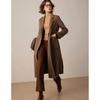 Bailuyu Women's 100% Merino Wool Double-Breasted Longline Coat