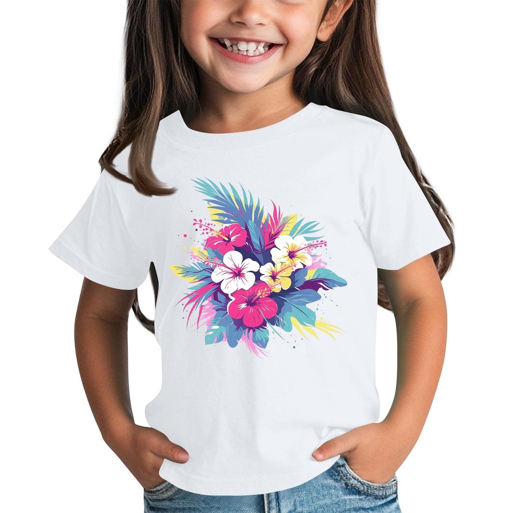 Детская модная повседневная футболка с круглым вырезом и короткими рукавами