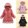 Winter Padded Jackets Girls Plus Velvet Thicken Warm Coat Hooded Zipper Fur Collar Princess Outerwear Children Coats