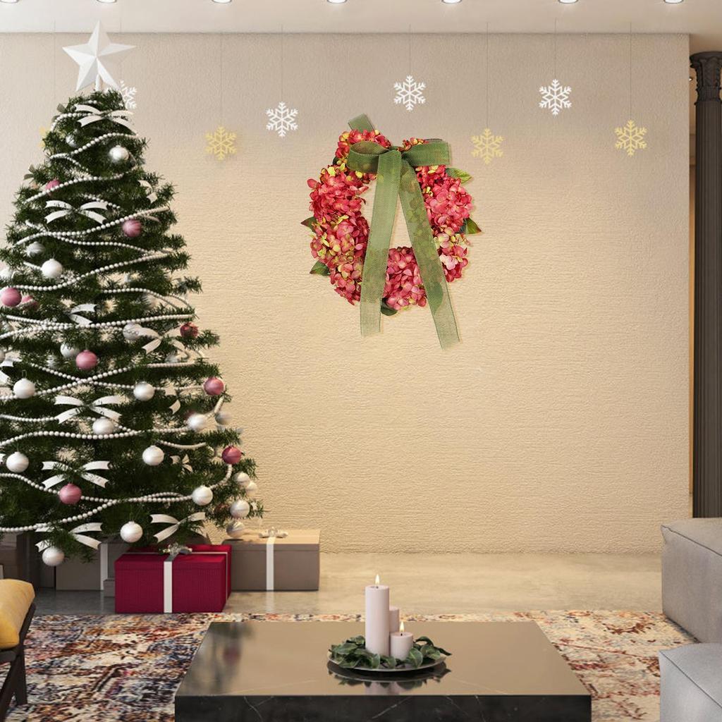 Венок на День Благодарения Осенняя гортензия с бантом Украшение Цветочная гирлянда Венок на День Благодарения Передняя дверь