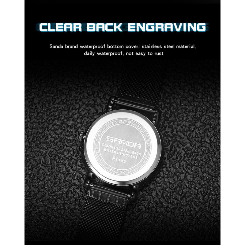 SANDA Новые кварцевые часы со стальным ремешком, мужские полые вращающиеся мужские простые индивидуальные часы