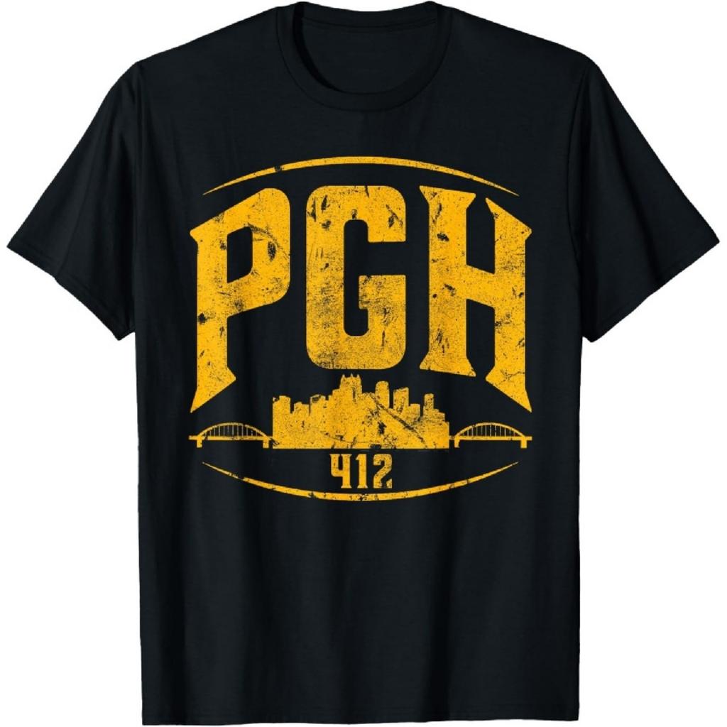 Питтсбург Пенсильвания Город стали Силуэт PGH 412 Винтажная футболка