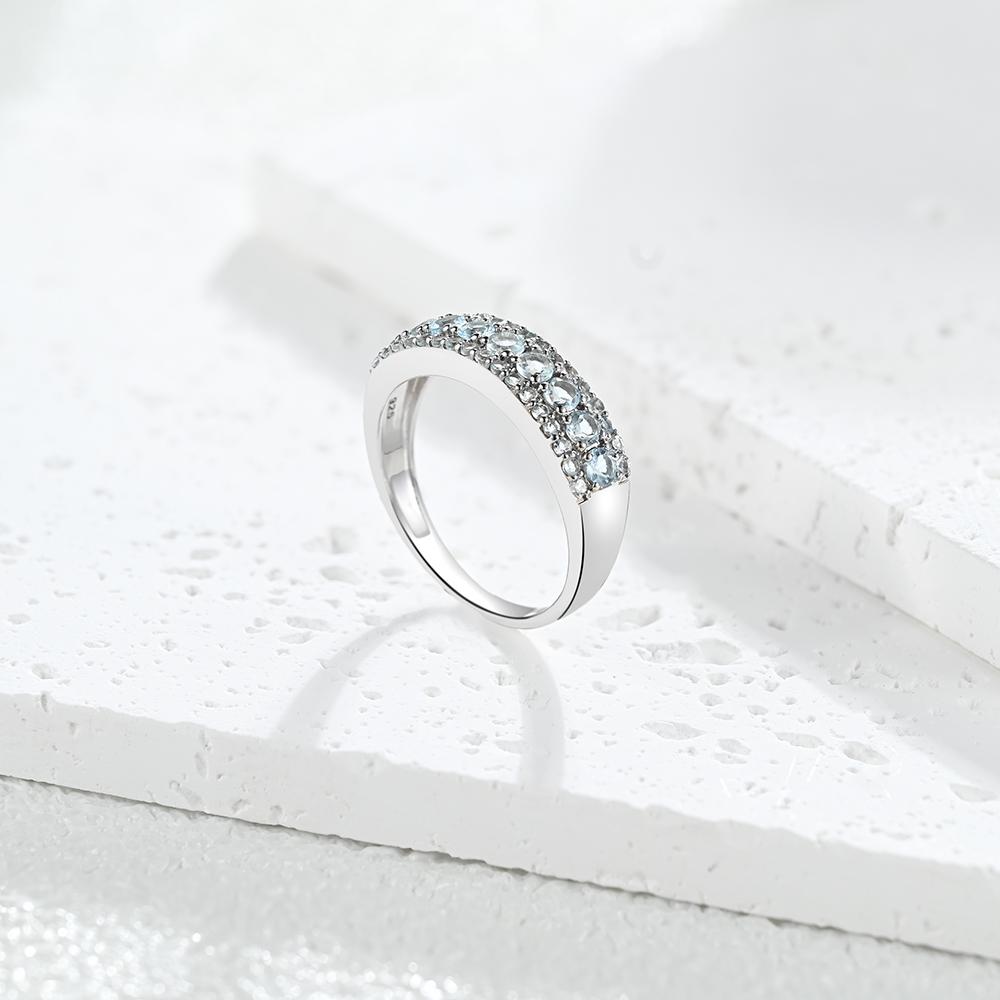 Очаровательные серебряные серьги и кольца для женщин и девочек, натуральный небесно-голубой топаз, камень в ноябре, изысканные украшения, подарок на день рождения