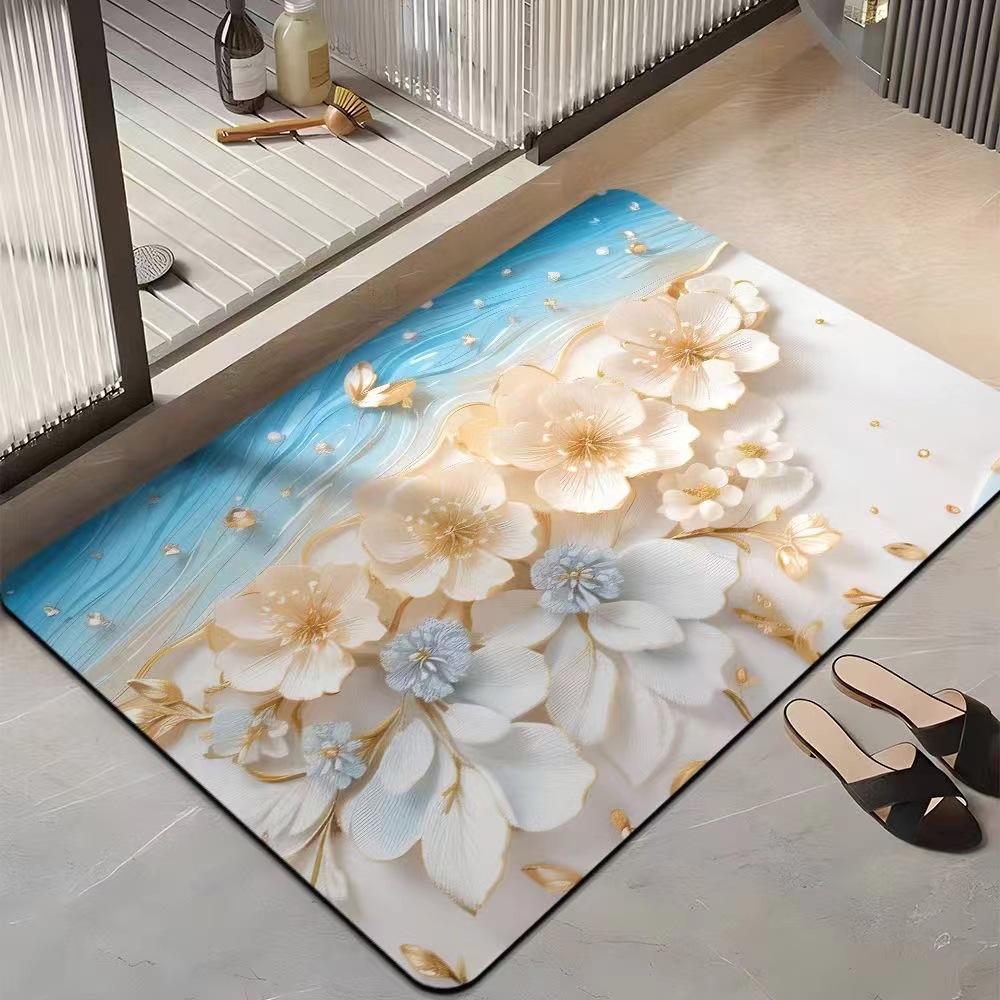 Light Luxury 3D Three-dimensional Flower Household Toilet Absorbent Mat Bathroom Toilet Diatom Mud Non-slip Carpet