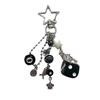 Creative Personality Black White Dice Keychains Beaded Bow Pendant Heart Keyring Exquisite Backpack Decoration Accessories Gifts