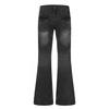 Unisex Relaxed Fit Straight Leg Denim Pants With Slight Flare Mid-Rise Cotton Blend Jeans Casual Wear