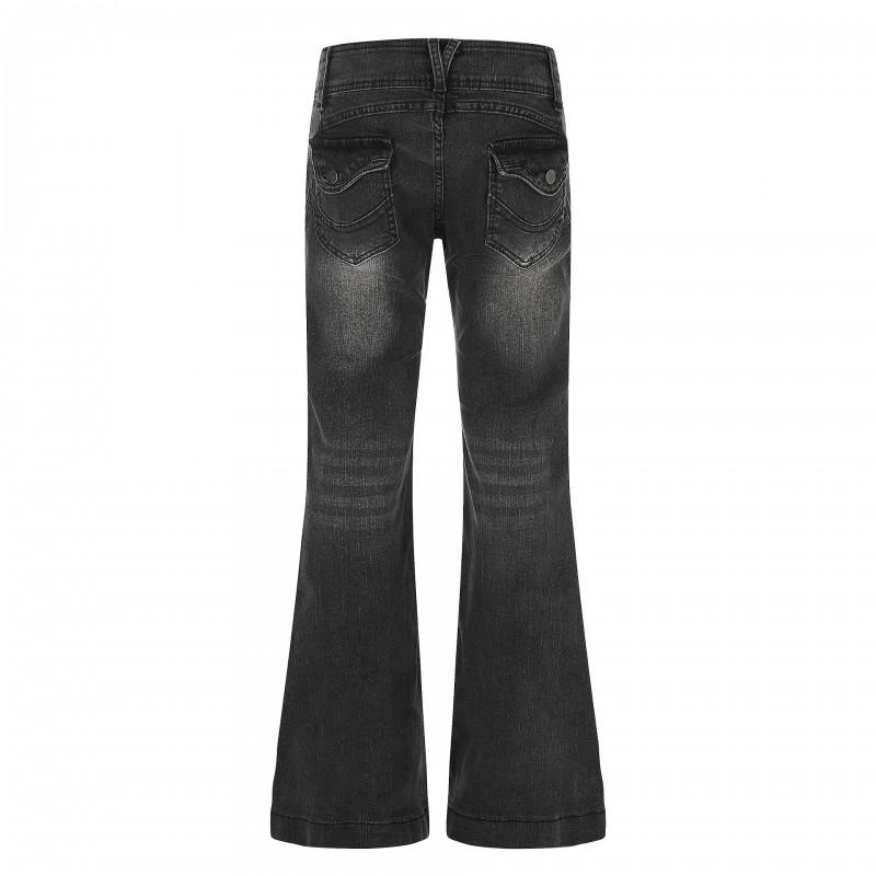 Unisex Relaxed Fit Straight Leg Denim Pants With Slight Flare Mid-Rise Cotton Blend Jeans Casual Wear