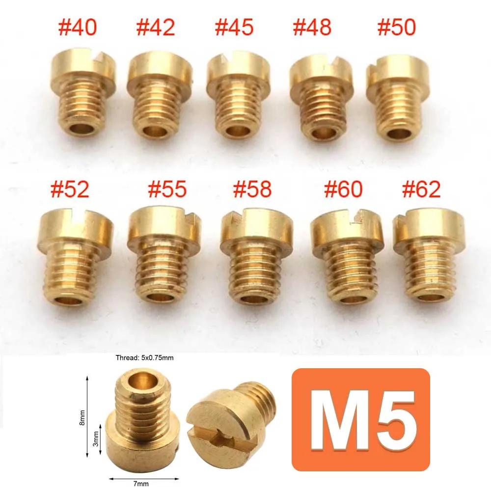 Pack of 10pcs Carburetor Main Jet M6 M5 6mm 5mm Thread for DellOrto BGM Motoforce Carburetor Injector Nozzle Size 50-200