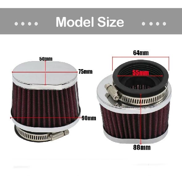 1*Motorcycle Air Filter Mushroom Head Engine Air Cleaner High Flow 55mm Clamp On