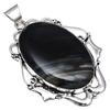 Pendant Grey Botswana Agate Gemstone Mother's Day Gift Silver Jewelry 2.25"