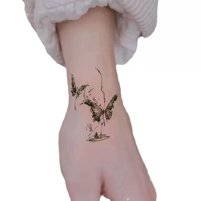 Горная бабочка Весенняя зеленая бабочка Высокая красота Маленькая цветная бабочка татуировка наклейка водонепроницаемая прочная свежая наклейка