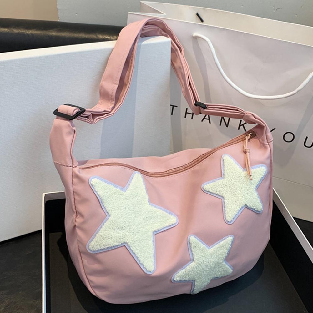 Женская холщовая сумка-мессенджер, универсальная сумка-хобо Y2k, регулируемый ремень, сумка-слинг через плечо, сумка-портфель с пентаграммой, накладная дорожная сумка